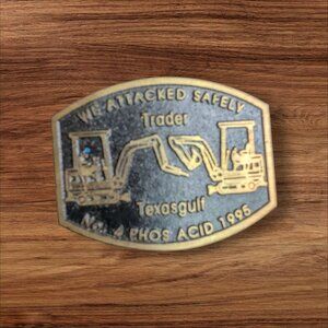 Vintage Dynabuckle Solid Brass Belt Buckle We Attacked Safely Texasgulf No. 4 Ph